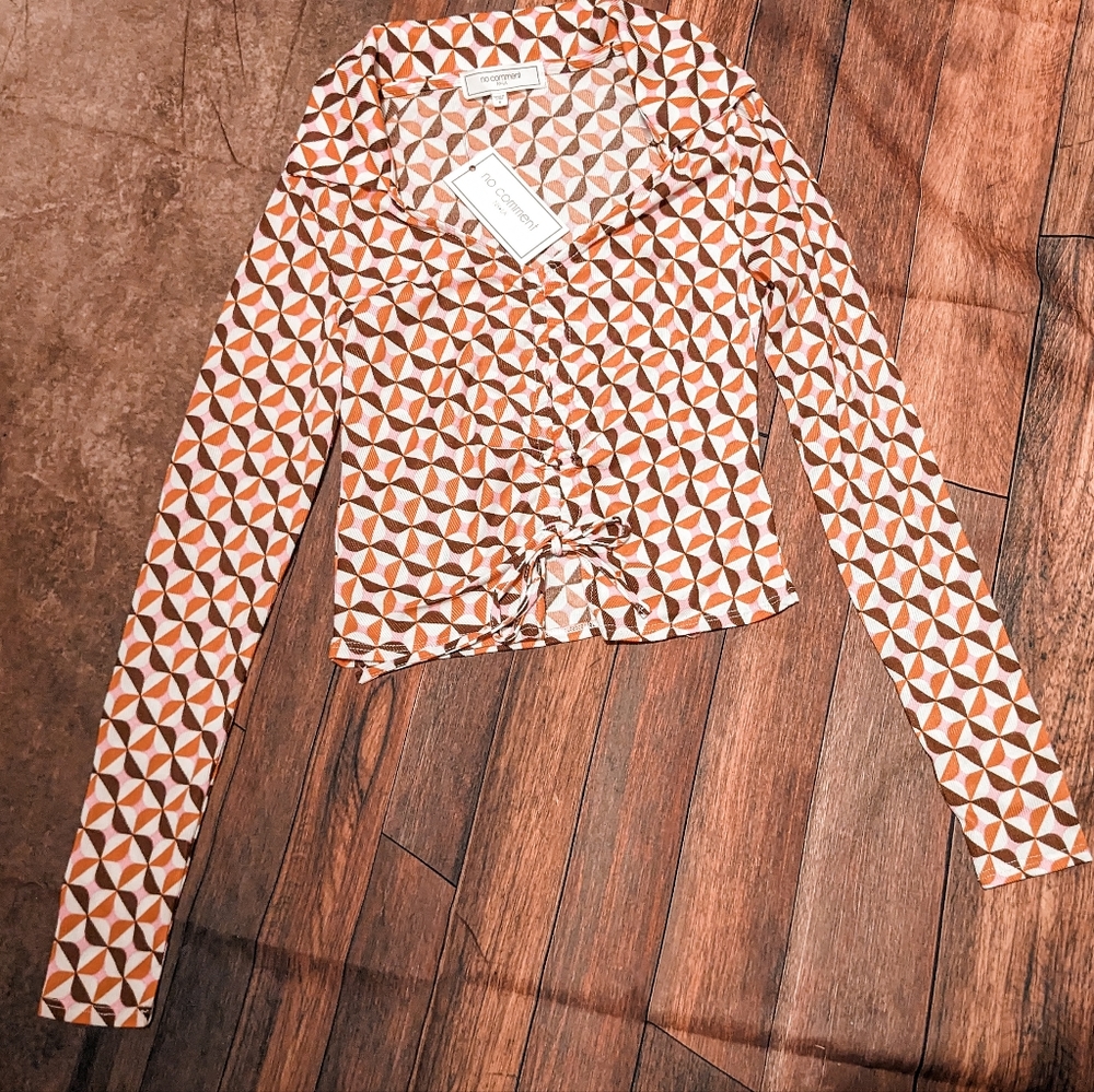 Ruched Long Sleeve Shirt NWT